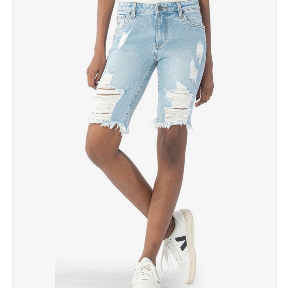 KUT FROM THE KLOTH Sophie Bermuda Denim Shorts Light Wash Sz 16W